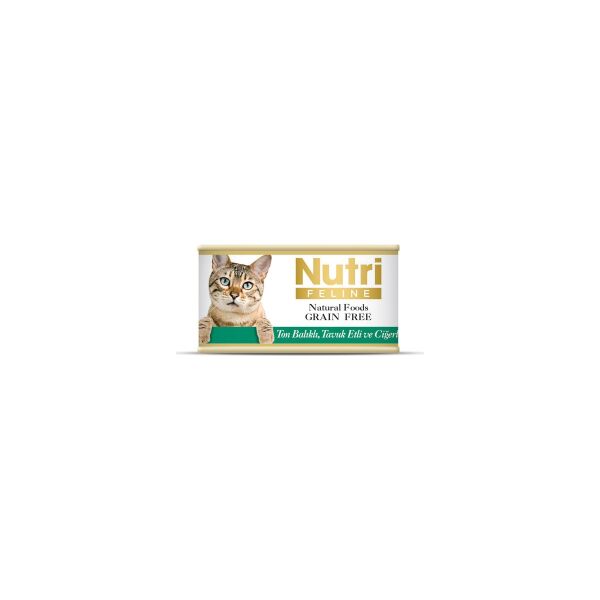 Tahılsız Ton Balıklı & Tavuk Etli & Ciğerli Yaş Kedi Maması 85 gr x 12 Adet