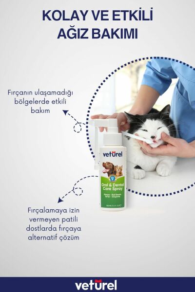 Kedi Ağız Bakımı Köpek Ağız Kokusu Diş Eti Yarası Enfeksiyonu Doğal Ağız ve Diş Bakım Spreyi 100ml