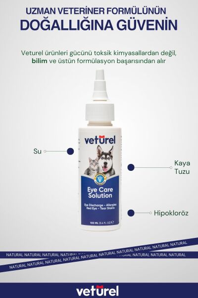Kedi Göz Temizleme Solüsyonu Köpek Alerji Kızarıklık Enfeksiyon Gözyaşı Bakımı Göz Damlası 100ml