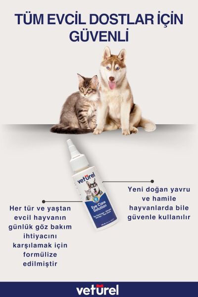 Kedi Göz Temizleme Solüsyonu Köpek Alerji Kızarıklık Enfeksiyon Gözyaşı Bakımı Göz Damlası 100ml