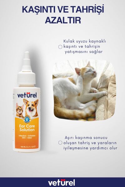 Kedi Kulak Temizleme Solüsyonu Kir Enfeksiyon Kaşıntı Köpek Kulak Uyuzu Koku Önleyici Bakım 100ml