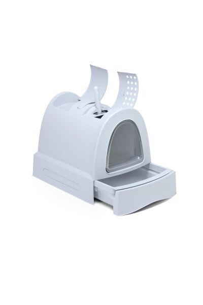 Zuma Çekmeceli Kapalı Kedi Tuvaleti Buz Mavisi