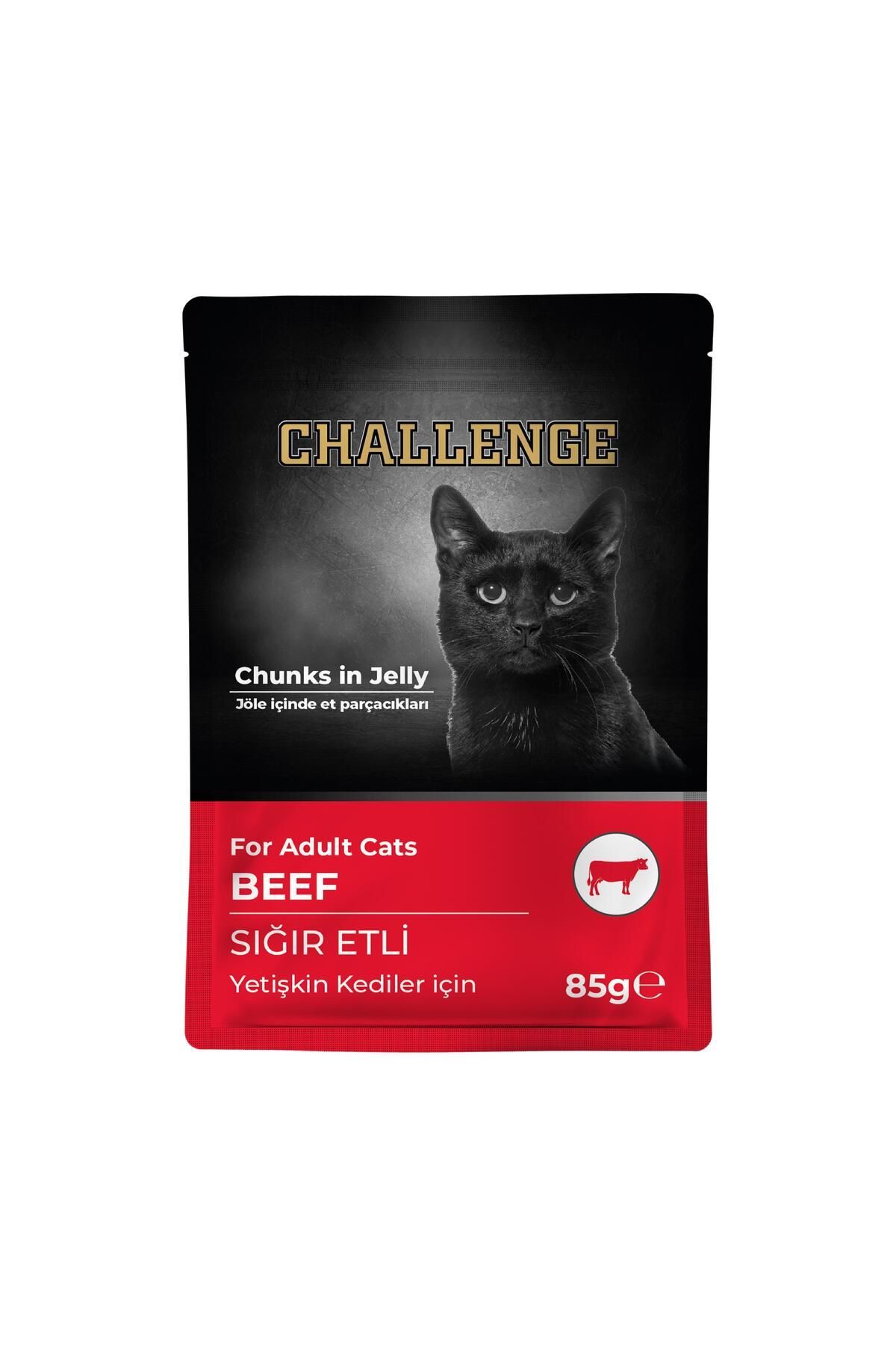 pouch challenge sığır etli yaş kedi maması 85gr