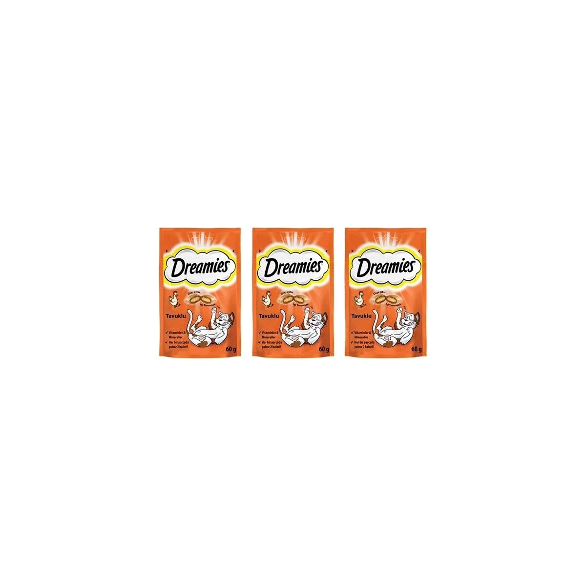 3 Adet Dreamies Tavuklu Kedi Ödülü 60 gr