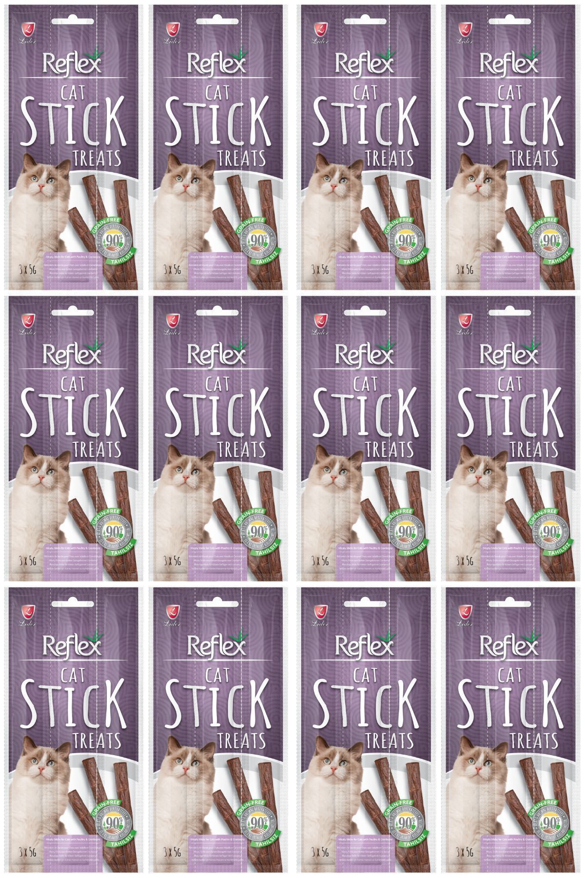 Yetişkin Kediler İçin Kümes Hayvanı ve Kızılcıklı Etli Çubuk 3x5 gr 12 Adet