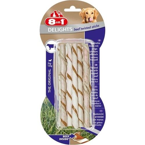 8in1 Delights Bones Biftekli Köpekler İçin Twisted Sticks 10 Lu