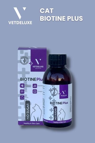 Biotine Çinko Katkılı Likit Kedi Tüy Dökümesi Engelleyici Deri ve Tüy Sağlığı Damlası 100 Ml
