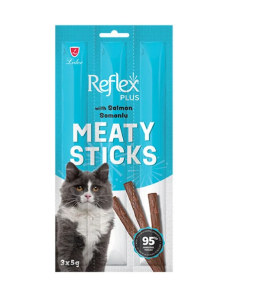 Reflex Plus Meaty Sticks Somonlu Tahılsız Kedi Ödül Çubuğu 3x5 gr
