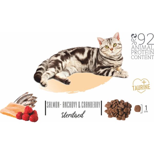 Low Grain Sterilised Düşük Tahıllı Somon Hamsi ve Böğürtlenli Kısırlaştırılmış Kedi Maması