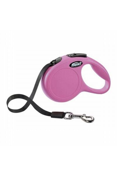 New Classic Otomatik Şerit Köpek Gezdirme Tasması XSmall 3 Mt Pembe