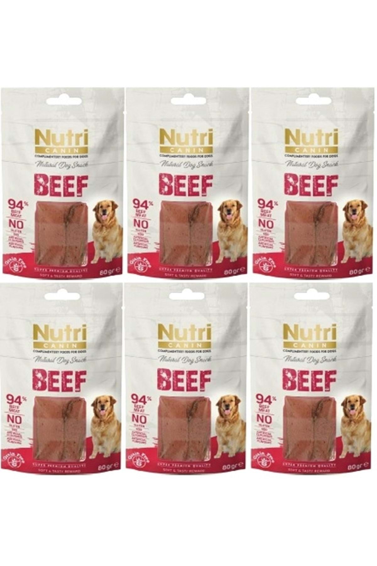 Nutri Canin Beef Snack Tahılsız Sığır Etli Köpek Ödülü 80gr 6 Adet