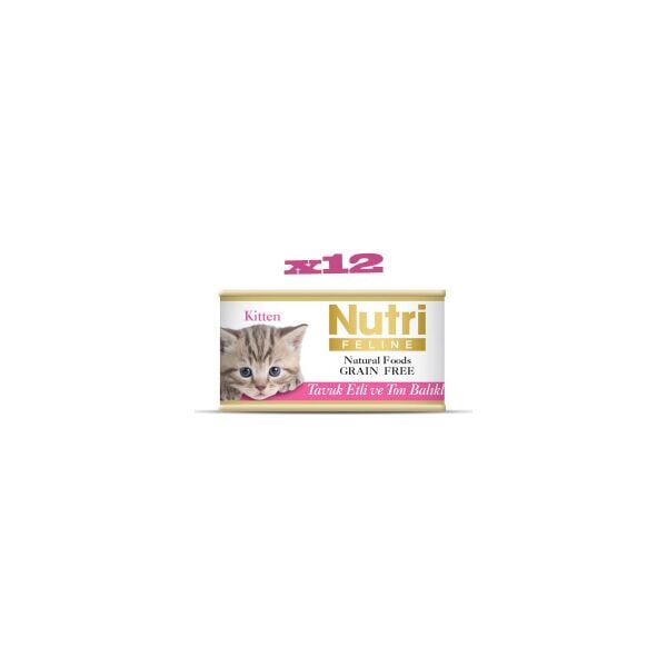 Tahılsız Tavuk Etli & Ton Balıklı Yavru Yaş Kedi Maması 85 gr x 12 Adet