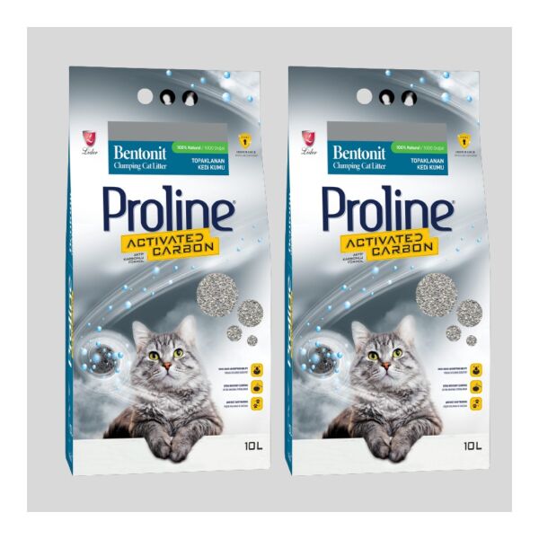 Pro Line Aktif Karbonlu Topaklanan Kedi Kumu 10LT 2 Adet