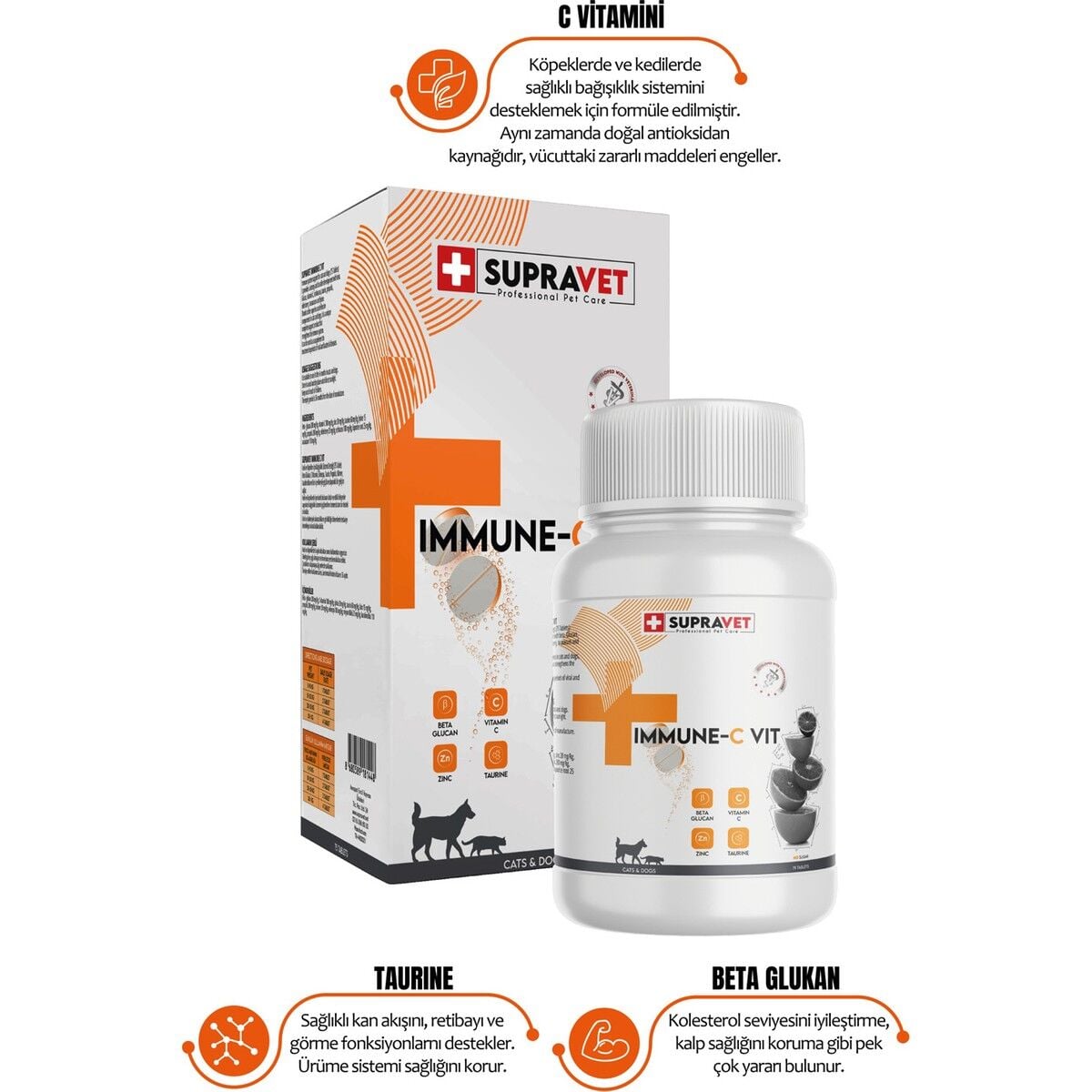 Immune C + Zinc Kedi ve Köpek Için  Tablet (75 Tablet)