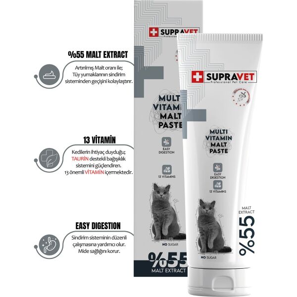 Kediler Için Taurinli Multi Vitamin Kedi Macunu 100 gr ( %55 Extra Malt )