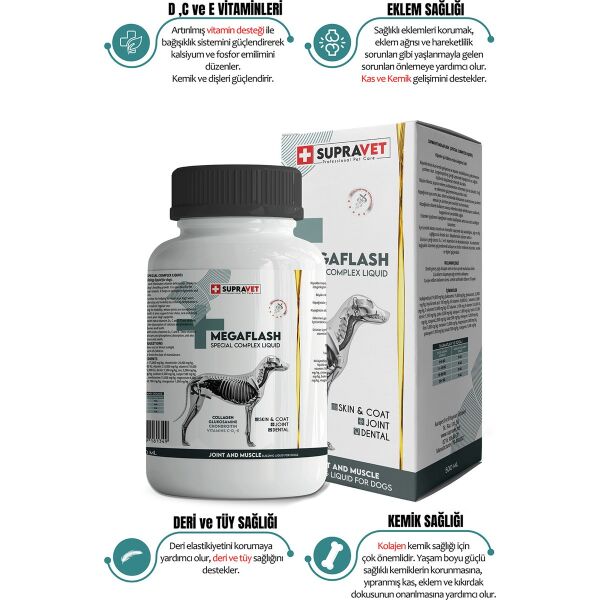 Supra Vet Köpekler Için Eklem ve Kas Geliştirici Likit Megaflash +Xxl 500 ml (Special Complex Liquid)
