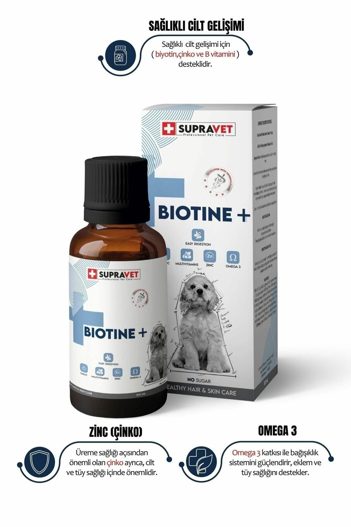 Plus +b For Dogs Biotine Damla 100 Ml + Zinc + Multi Vitamin ( Köpekler Için Tüy Sağlığı Damlası )