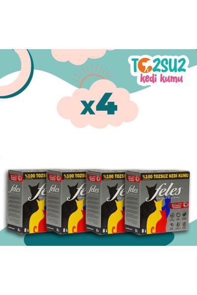 Tozsuz Kedi Kumu 4 Adet Kutu (TAMAMEN DOĞAL , AKTİF KARBONLU)