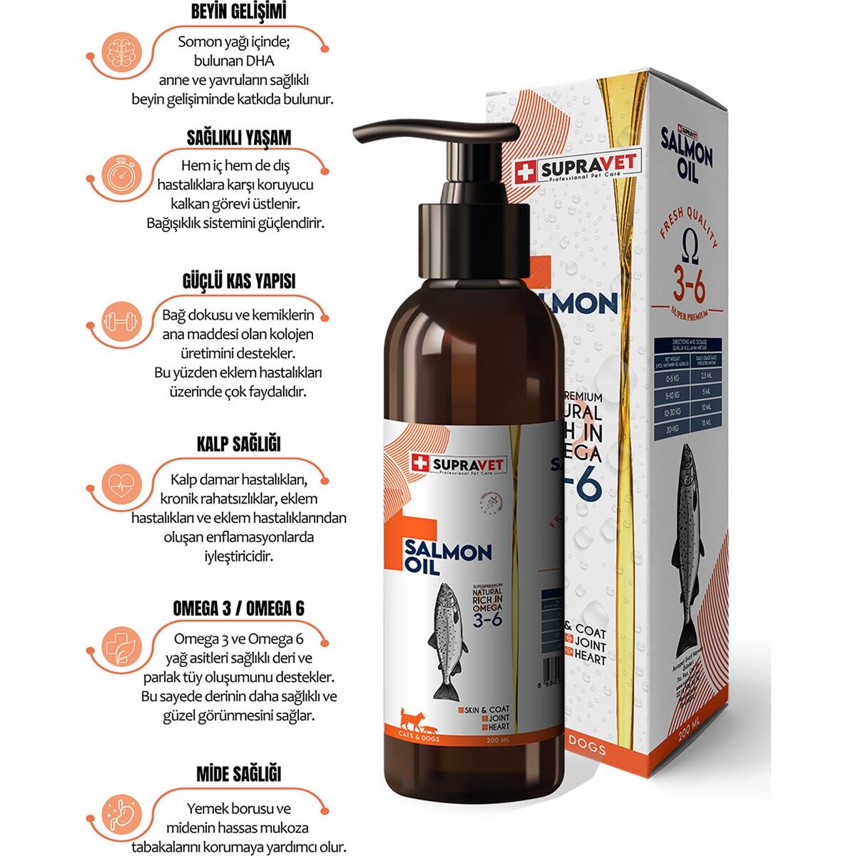 Supravet Salmon Oil Cats And Dogs 200 ml Doğal Kedi Köpek Norveç Somon Yağı