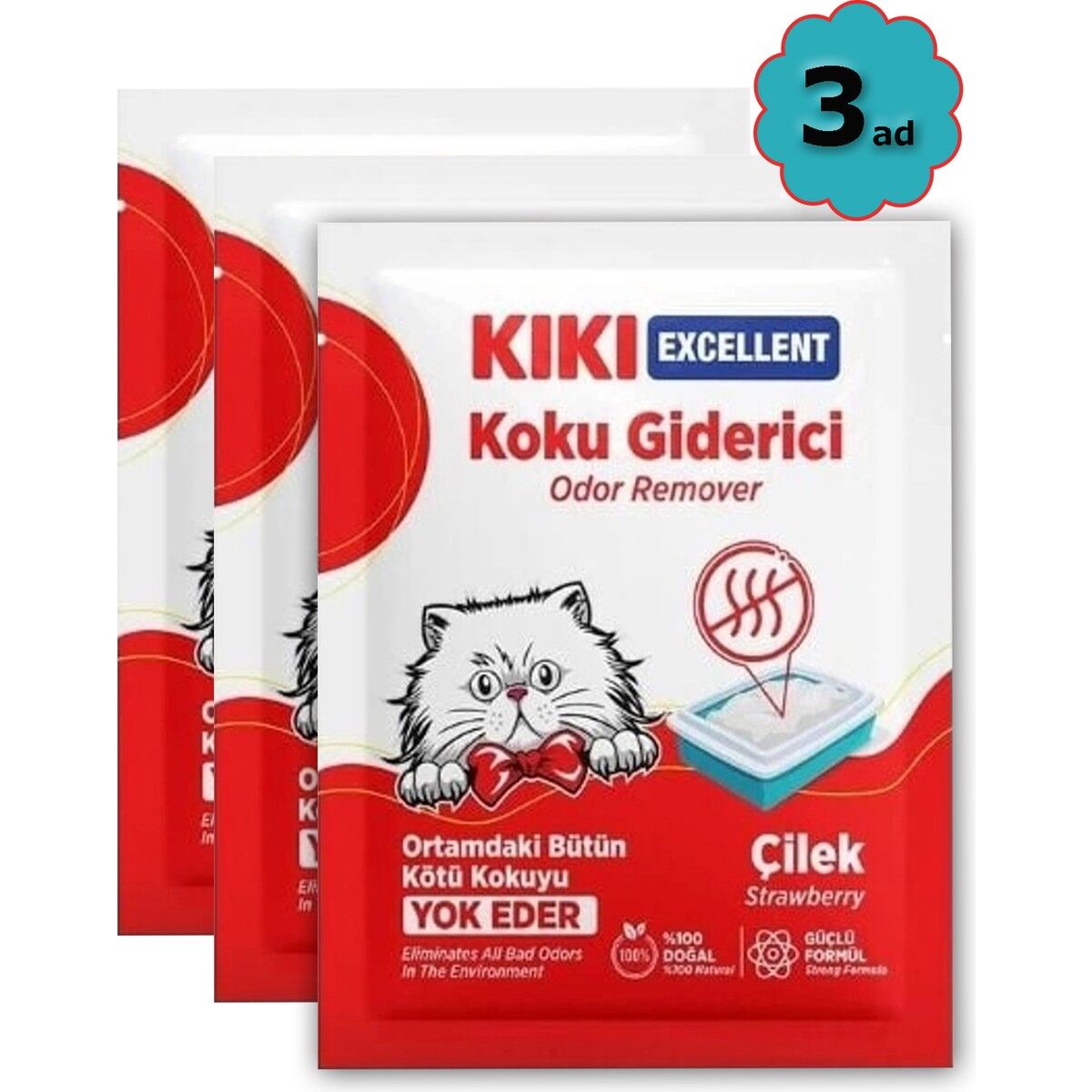 - Kedi Kumu Koku Giderici - 3AD * 25GR / Çilek Kokulu