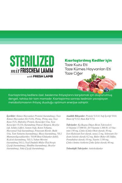 2 Kg Sterilised Kuzu Etli Kuru Kedi Maması