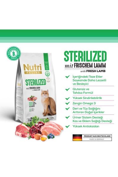 10 Kg Sterilised Kuzu Etli Kuru Kedi Maması