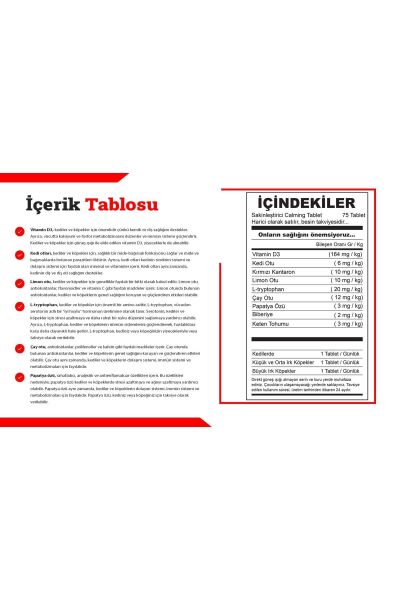 Kedi Ve Köpekler Için Sakinleştirici Calming Tablet + Vitamin D ( 75 Tablet )
