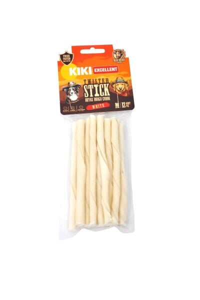 Köpek Kemiği - WHITE Twisted Stick (Beyaz Burgu Çubuk) M - 12 ADET