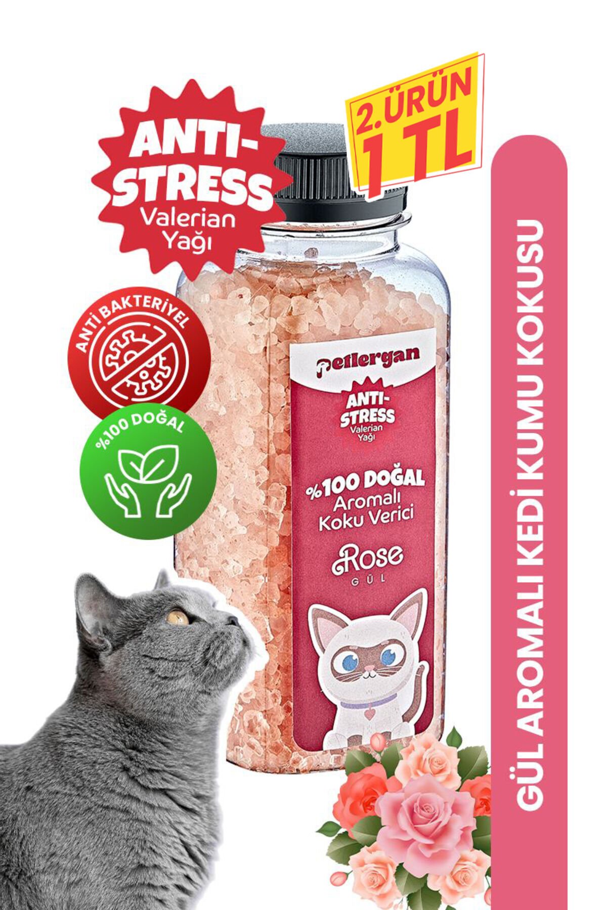 Kedi Kumu Koku Giderici %100 Doğal Aromalı Gül-Valerian Yağı Esanslı Anti Stress 300GR