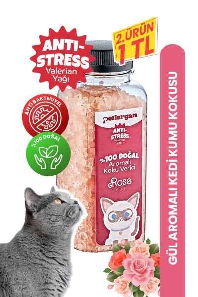 Kedi Kumu Koku Giderici %100 Doğal Aromalı Gül-Valerian Yağı Esanslı Anti Stress 300GR