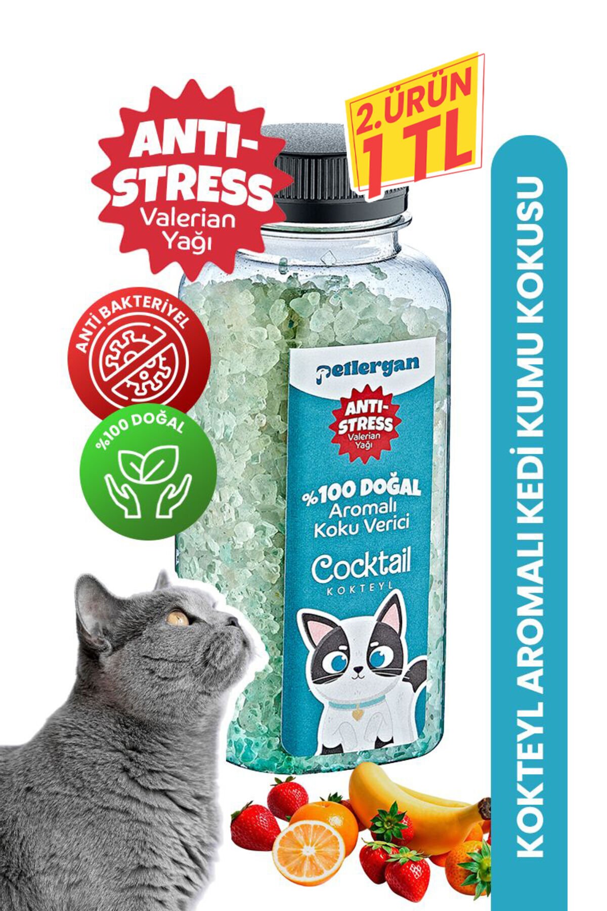 Kedi Kumu Koku Giderici %100 Doğal Aromalı Kokteyl-Valerian Yağı Esanslı Anti Stress 300GR
