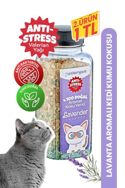 Kedi Kumu Koku Giderici %100 Doğal Aromalı Lavanta -Valerian Yağı Esanslı Anti Stress 300GR