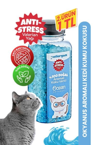 Kedi Kumu Koku Giderici %100 Doğal Aromalı Ocean-Valerian Yağı Esanslı Anti Stress 300GR