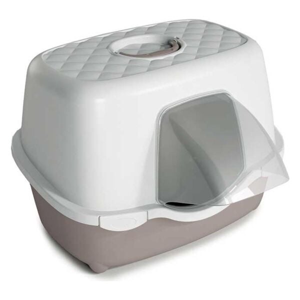 Stefan Chic Kapalı Kedi Tuvaleti Gri - Beyaz 56X54,9X5