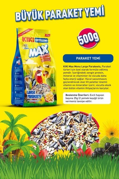 Kuş Max Menu Large Parakeets Büyük Pareket Yemi 500 Gr. Kb306
