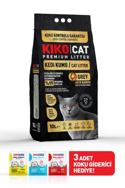 GREY AKTİF KARBON PREMIUM BENTONİT KEDİ KUMU - 10L