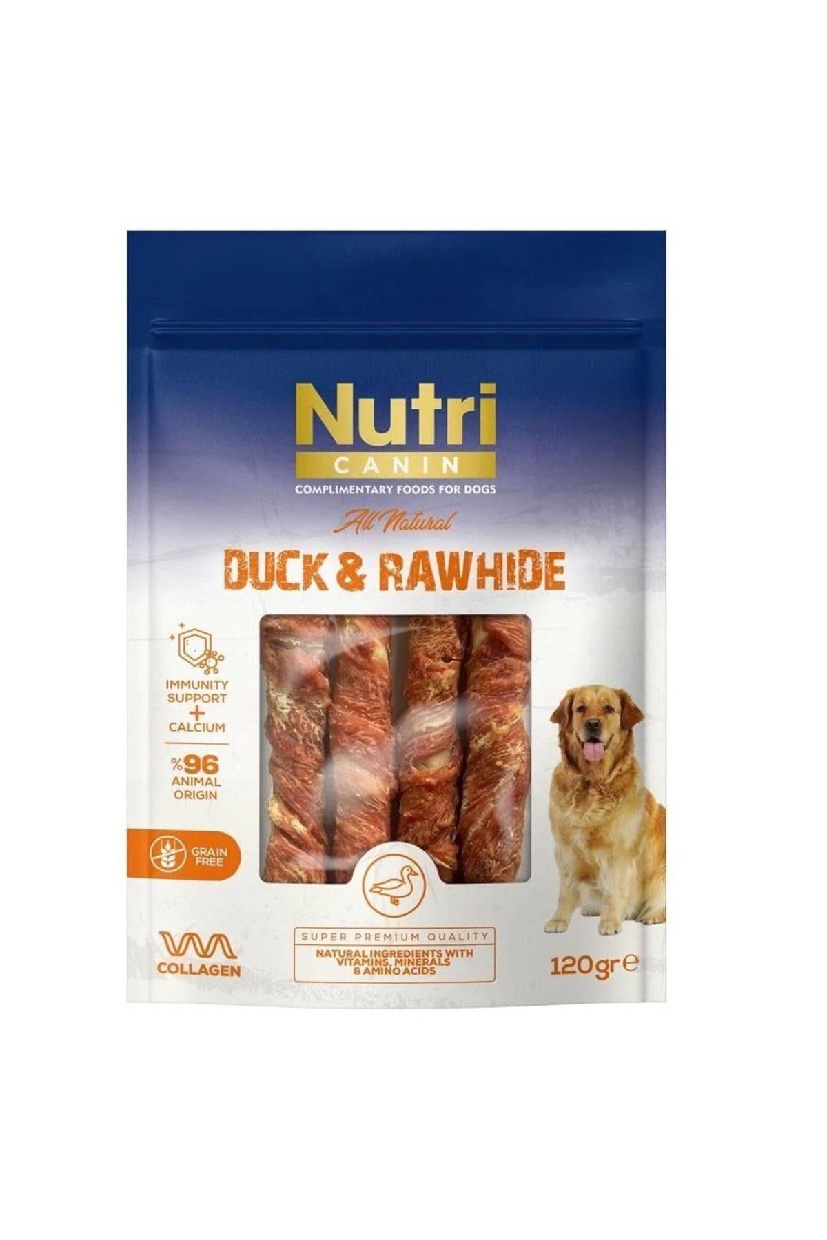 Ördek Etli Sarılı Tahılsız Büyük Boy Kemik Köpek Ödülü 120 gr
