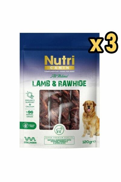 Rawhide Kuzu Eti Sarili Orta/Büyük Irk Köpek Kemik Ödülü 120 Gr x 3 Adet