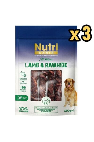 Rawhide Kuzu Eti Sarili Orta/Büyük Irk Köpek Kemik Ödülü 120 Gr x 3 Adet