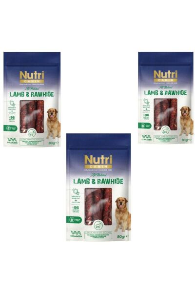 Rawhide Kuzu Eti Sarılı Kemik Köpek Ödülü 80 Gr x 3 Adet