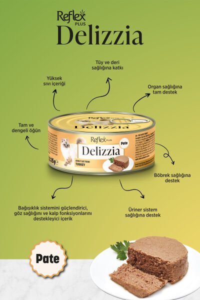 Plus Delizzia / Kıyılmış Hindi Etli Yetişkin Kedi Maması 85g x 3 Adet