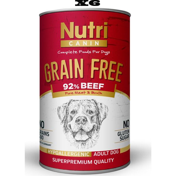 Tahılsız Sığır Etli & Tatlı Patatesli Köpek Konservesi 400 gr x 6 Adet