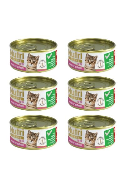 Yavru Kediler İçin Tavuk Etli ve Ton Balıklı 6 Al 5 Öde 85gr Tahılsız Kitten Yaş Maması