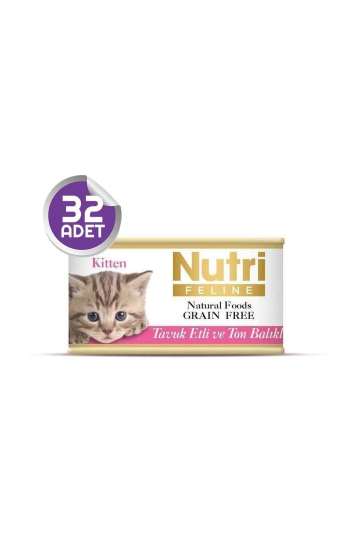 Yavru Kediler İçin Tavuk Etli ve Ton Balıklı 32 Adet 85gr Tahılsız Kitten Yaş Maması