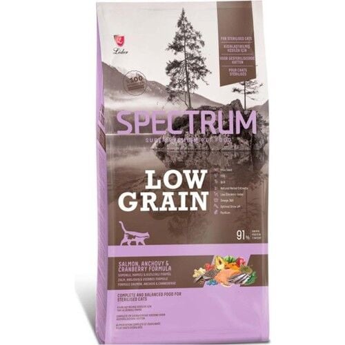 Spectrum Low Grain Somonlu ve Hamsili Kısırlaştırılmış Yetişkin Kedi Maması 12+1 kg