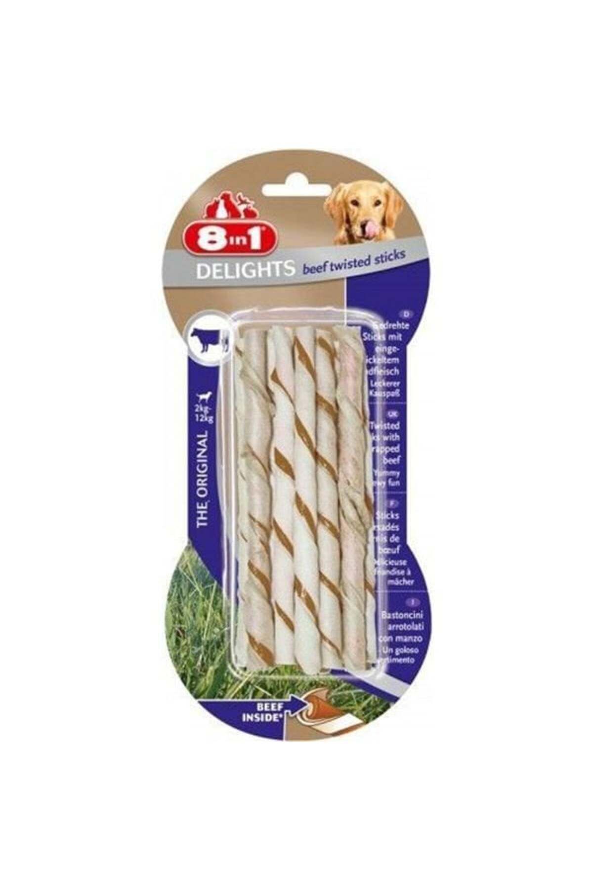 8 In 1 Delights Twisted Biftekli Burgu Köpek Kemik Ödülü 10x55 gr - Petshopundan