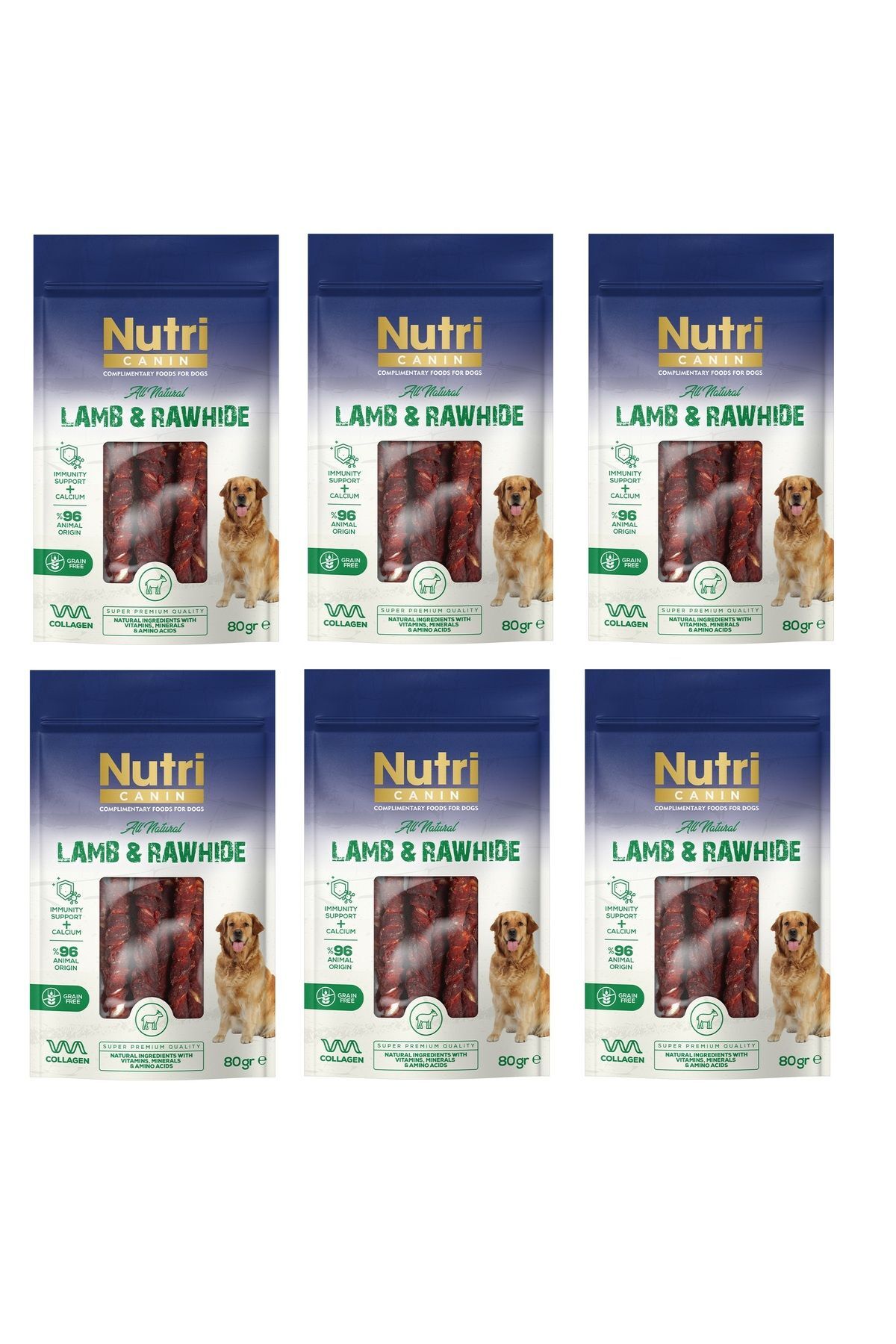 Rawhide Kemik Kuzu Etli Köpek Ödülü 80 Gr. X 6 Adet