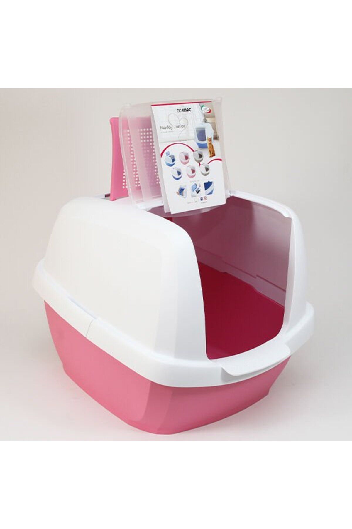 İmac Maddy Junior Üstü Açılır Kapalı Kedi Tuvaleti Pembe 57x43x41 Cm - 8021799457594 - 5910290