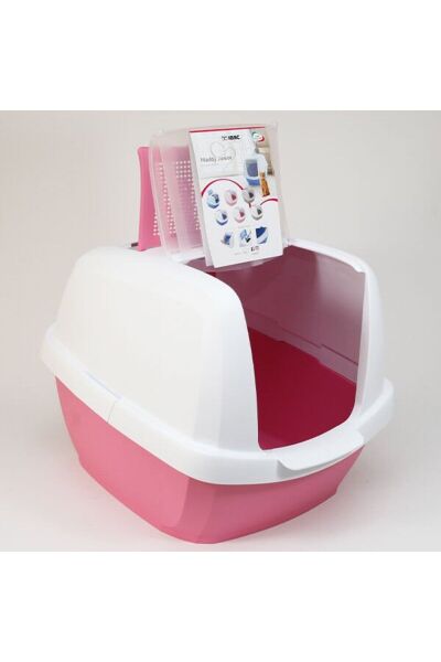 İmac Maddy Junior Üstü Açılır Kapalı Kedi Tuvaleti Pembe 57x43x41 Cm - 8021799457594 - 5910290