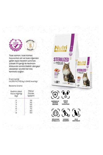 10kg Yetişkin Kısırlaştırılmış Somonlu Sterilised Kedi Maması